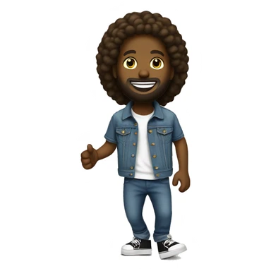 Black Jesus Ollie skateboarding with happy face T-shirt and a denim jacket  sticker