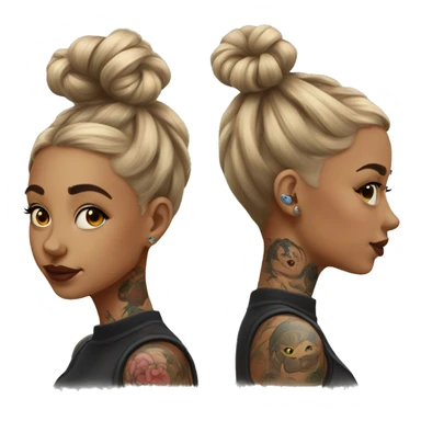 Tattooed girl with space buns and side bang sticker