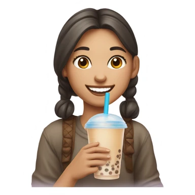 A girl drinking bubble tea sticker