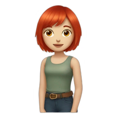 Girl with red hair and bang and white ouchanka sticker