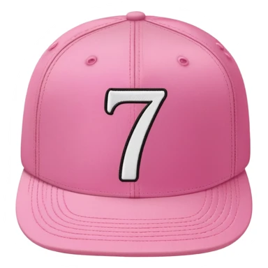 pink cap with number “7” on it sticker