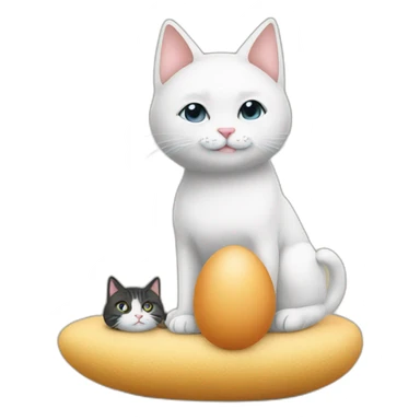Sitting a egg with a cat sticker