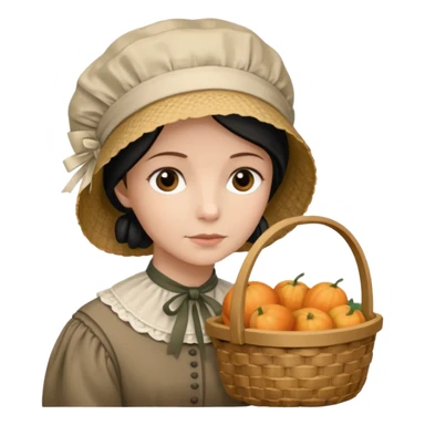 Thoughtfut emily dickinson with baskwt on her ar. sticker