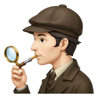 A side view of Sherlock Holmes wearing a deerstalker hat and smoking a meershaum pipe sticker