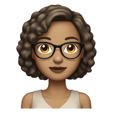 IT Girl brunette with bob and glasses light skin tone sticker