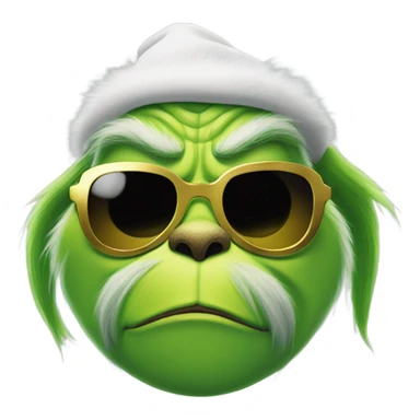 The grinch wearing a golden chain with sunglasses sticker