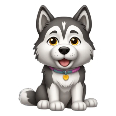 huskie sit full body sticker