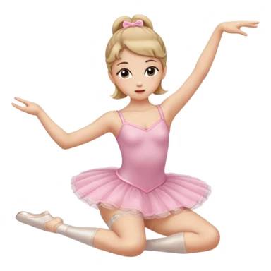 Una chica con vestuario de bailarina con las piernas flexionadas, el dedo índice en la boca, el tren superior inclinado hacia la izquierda y con la cadera proyectada hacia la izquierda sticker