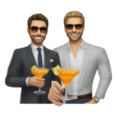 Ferrari 412 with 2 guys in front wirh cocktails in their hand sticker