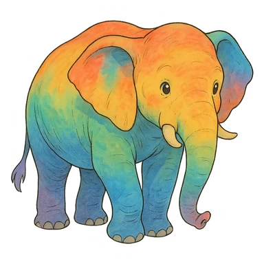 rainbow elephant sticker