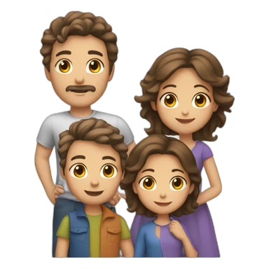 Family of 4. Dad with salt and pepper hair, mom with straight brown hair, 7 year old son with brown hair, 4 year old daughter with brown hair. sticker