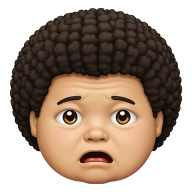 dark brown fat boy with afro crying sticker