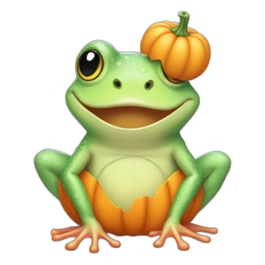 chibi frog dressed like pumpkin in pastel colors sticker