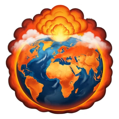 Earth on fire, unveiled by dark smoke cloud.  sticker