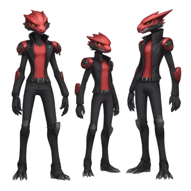  Cool Edgy Futuristic Punk Black Red Digimon-Fakemon-Raptor-Genesect-Reptile full body sticker
