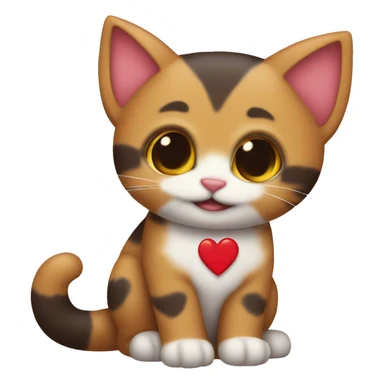 gatito tricolor rodeado de corazones sticker
