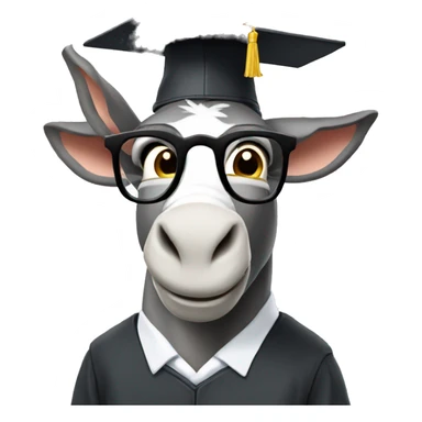 academic donkey with glasses and diploma sticker