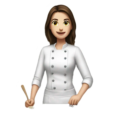 White girl, brunette cooking dinner sticker