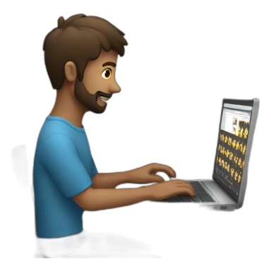 A man Video editor work on laptop sticker