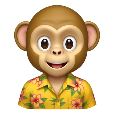 Monkey – cheeky grin, wearing yellow floral aloha shirt. sticker