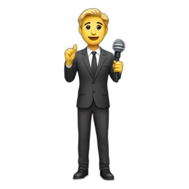 journalist standing confidently while holding a microphone. The journalist should be in professional attire sticker