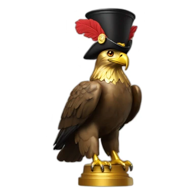 statue golden eagle with napoleon tricorne hat sticker