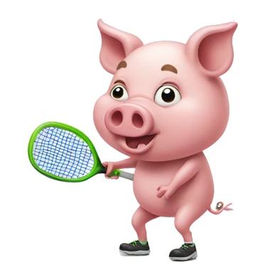 Pig playing pickleball sticker