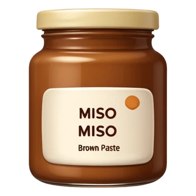 small jar of brown miso paste, minimal label. sticker