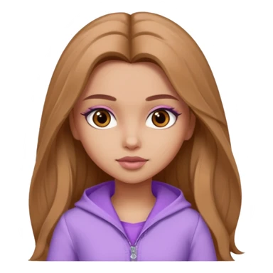 Bratz Yasmin light brown long hair brown eyes, Lilac outfit sticker