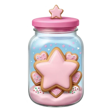 pastel pink christmas cookies in different shapes in jar with pink lid  sticker