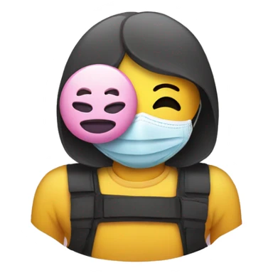 Smiley face with mask and a doll  sticker