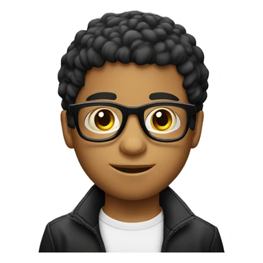 Niño con lentes piel blanca pelo corto negro sticker