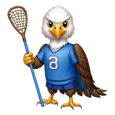 Eagle with lacrosse stick blue jersey sticker