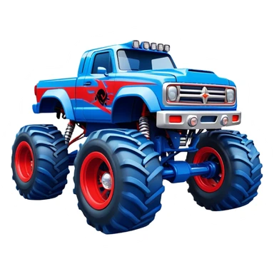 Avenger - Monster Jam (Model Year: 2021) (Iconic colour: Blue and red) - A dynamic monster truck with a split-color scheme: predominantly blue accented by bold red elements. Focus on strong, angular lines and vivid contrasting colors that evoke high energy and a futuristic, rebellious style. sticker