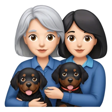 Gray hair Woman with black lab with Bernese mountain dog sticker