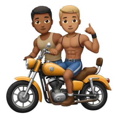 Black big men without shirt riding an old small motorcycle sticker
