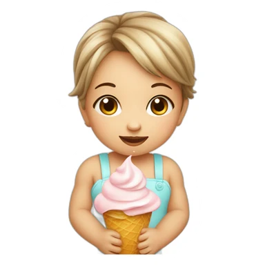Cute little baby girl with icecream sticker