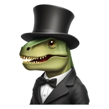 dinosaur wearing two top hats and eating cheese smugly sticker