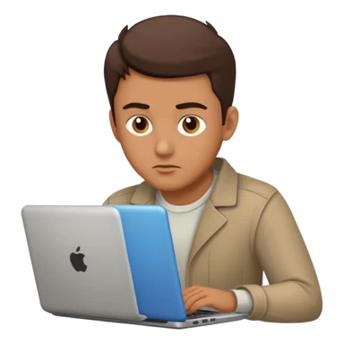 male technologist working on a laptop sticker