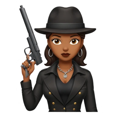 A sexy black female gangster with a gun sticker