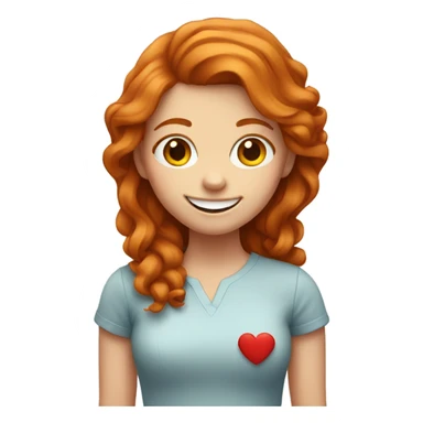 ginger pretty girl smiling with a heart sticker