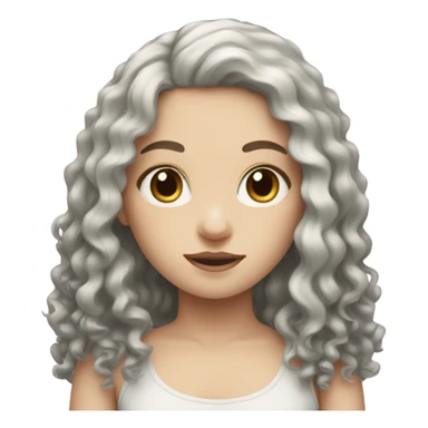 pale girl with long black curly hair sticker