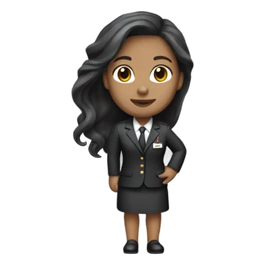 flight attendant wearing blaxk suit long brown hair light skin  sticker