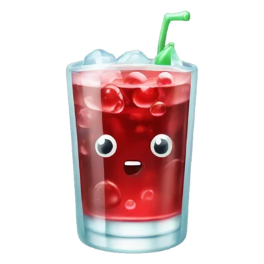 Glass of fizzy cherry coke with ice  sticker