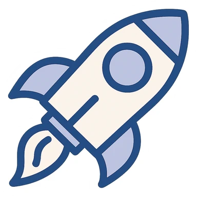 rocket icon, clean and simple, modern icon style, minimal color sticker