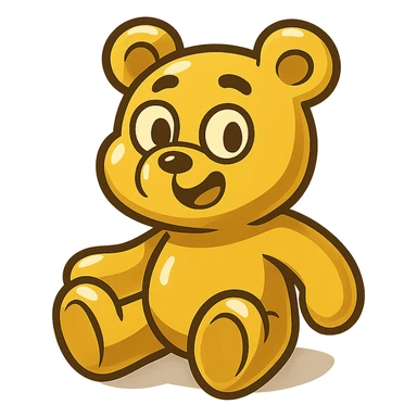 gold teddybear, metallic, shiny, icon sticker