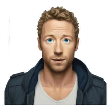 Chris Martin, Black hair, Blue eyes with stubble sticker