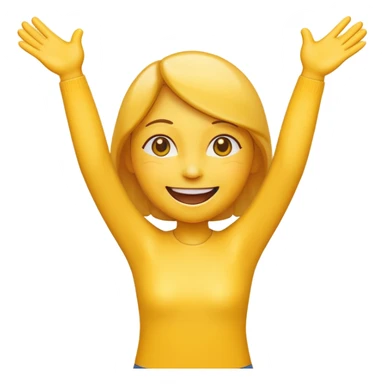 cheerful emoji with a big smile, open arms, helpful expression, happy to help sticker