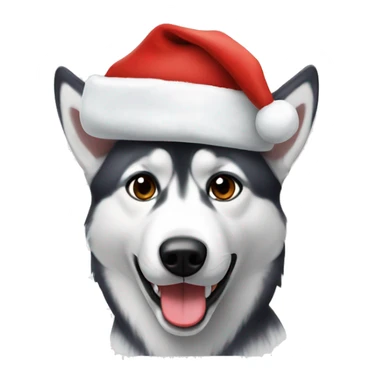 husky with santa hat sticker