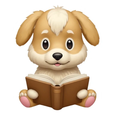 Beige dog reading a beige book aesthetic  sticker
